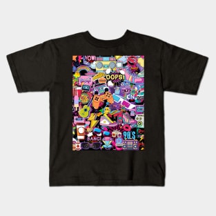 Collage 90s Kid Sticker Collection Wall Kids T-Shirt